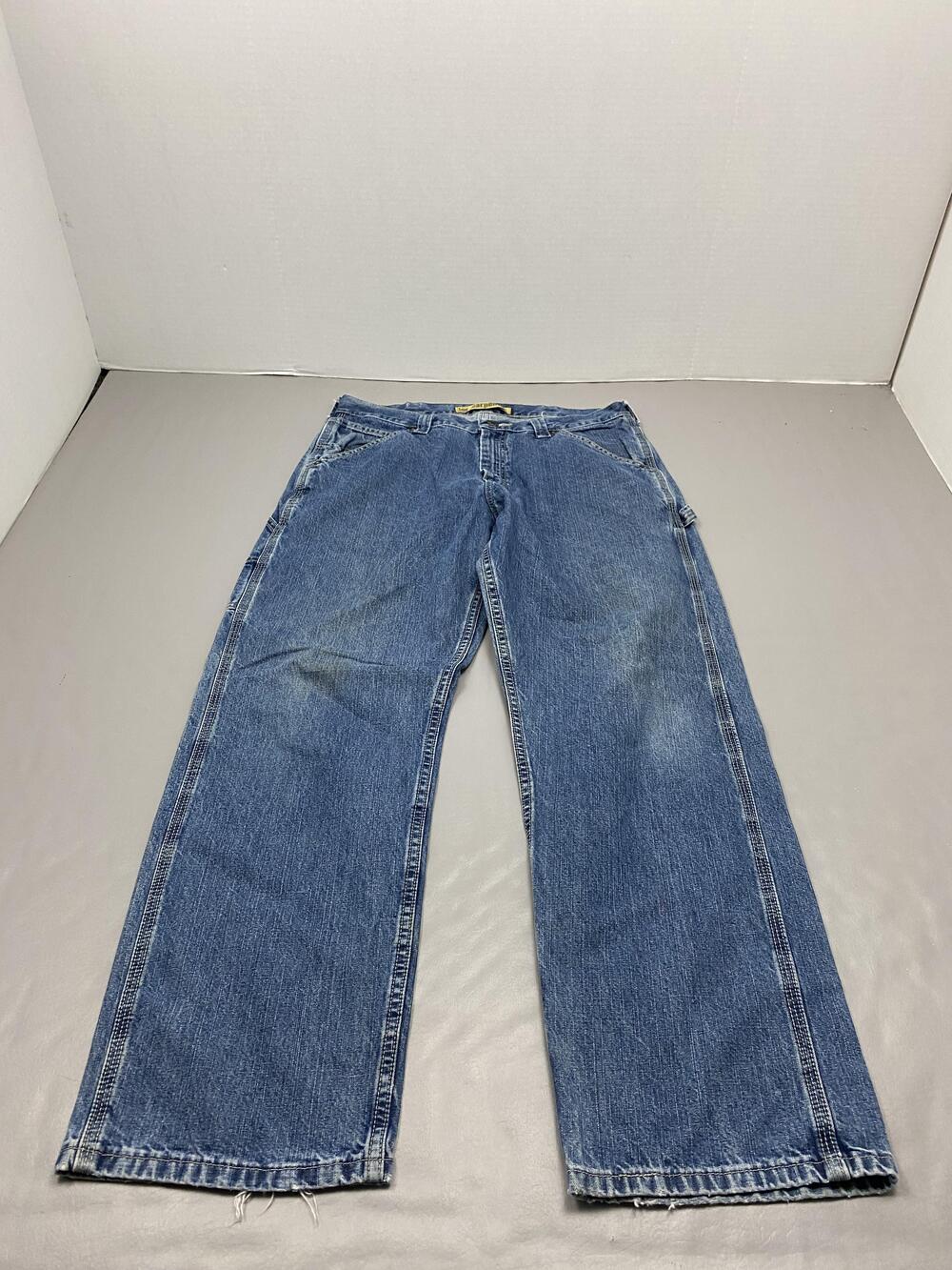 Lee Jeans Mens 24x30 Blue Medium Wash Relaxed Straight Carpenter Denim Pants